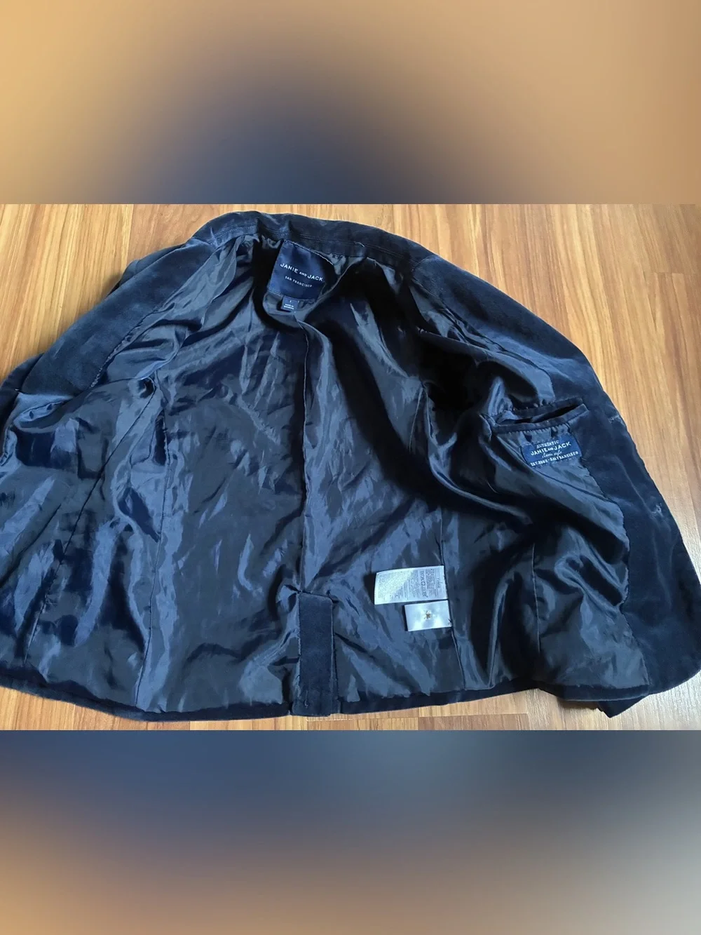 Janie and Jack Boys Velvet Blazer Jacket Dark Marine Navy Blue Luxury Size 7